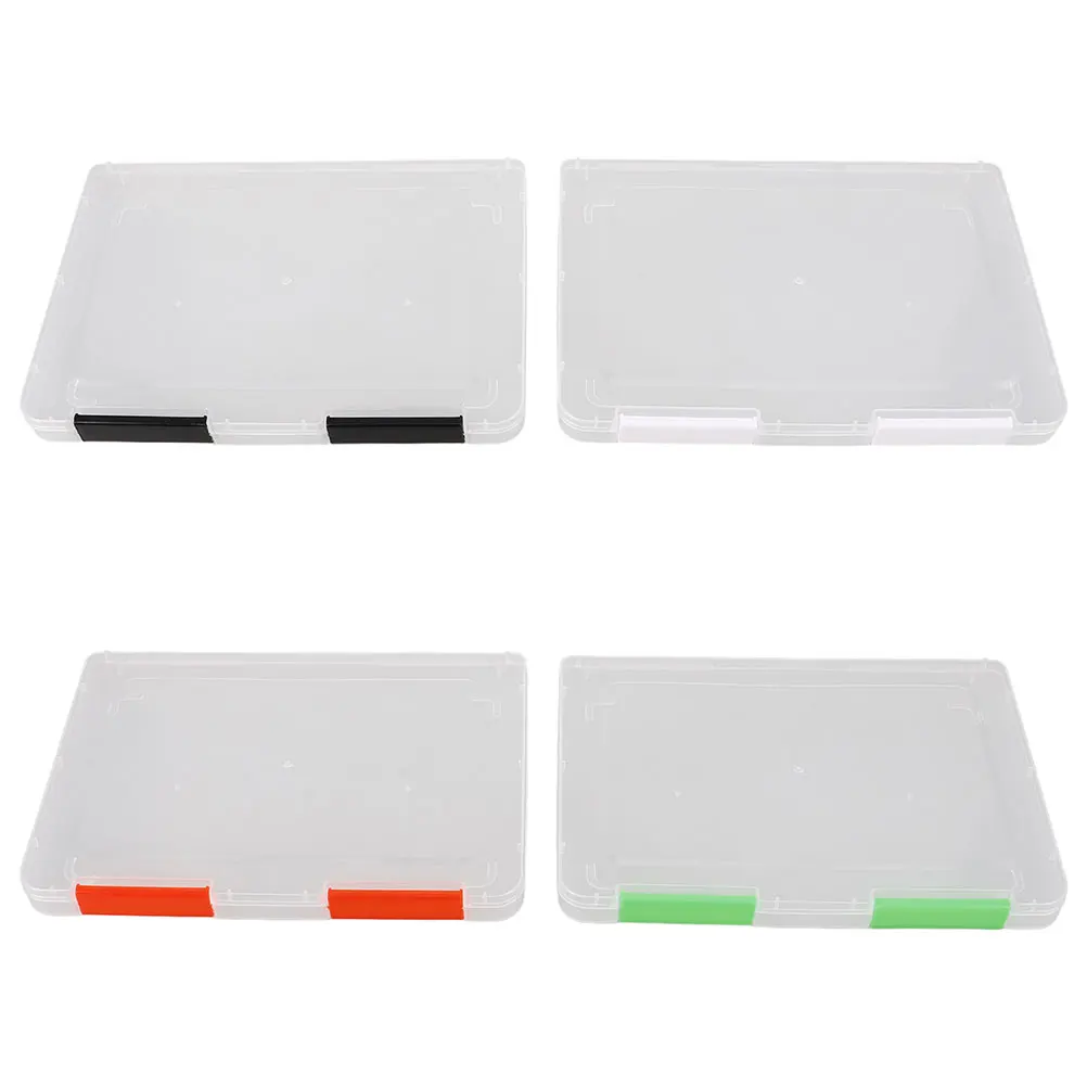 

4PCS A4 Storage Box Transparent File Portable Project Case Plastic File ganizer Document Container Office Student Supplies