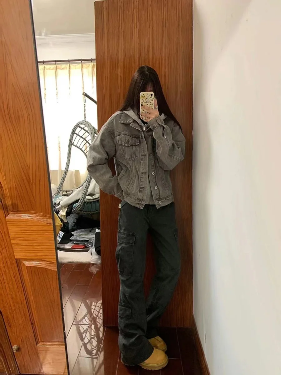 

American Retro Vibe Loose Straight Leg Pants ex High Street Workwear Trousers Clean Fit Logging Wide Leg Casual Pants