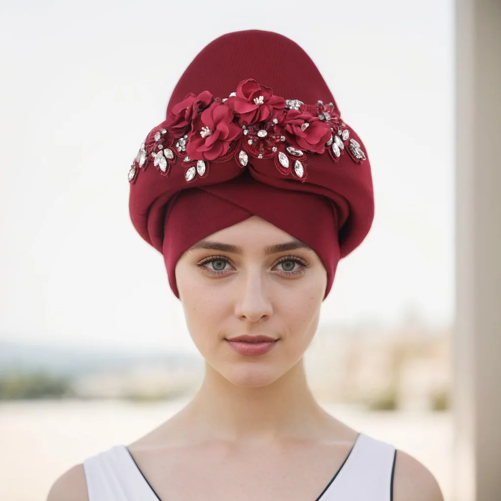 

New African Turban Cap Auto Gele Headtie Islamic Hat for Ladies Head Wraps Nigerian Wedding Gele Cap Already Muslim Headscarf