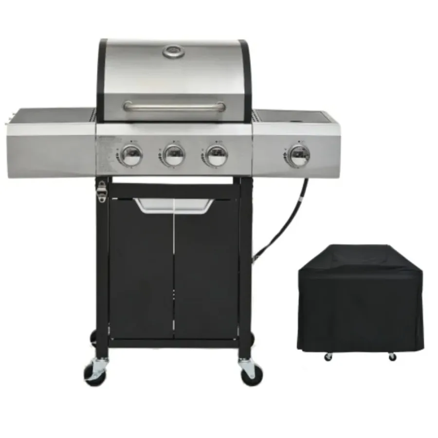 

3 Burner Propane Grill Stainless Steel Gas Grill with Side Burner and Cover for Outdoor BBQ Camping