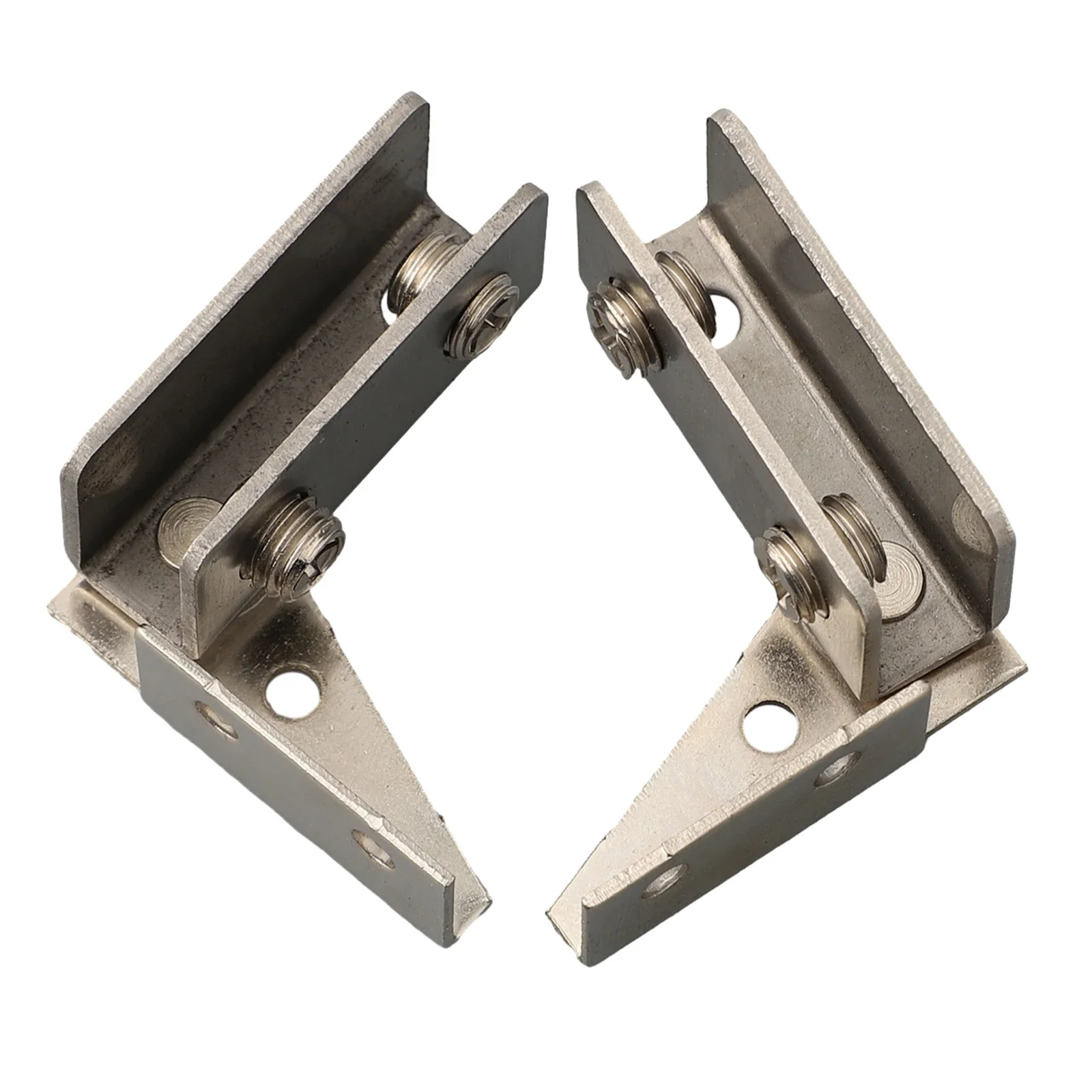 Glass Clip Glass Door Hinge 2Pcs Replacement Silver/Black Color Stainless Steel For Non-perforated Glass Door Brand New