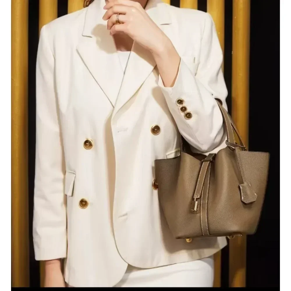 Classic elephant grey vegetable basket women's bag, vintage versatile handbag, commuting bag two-piece set