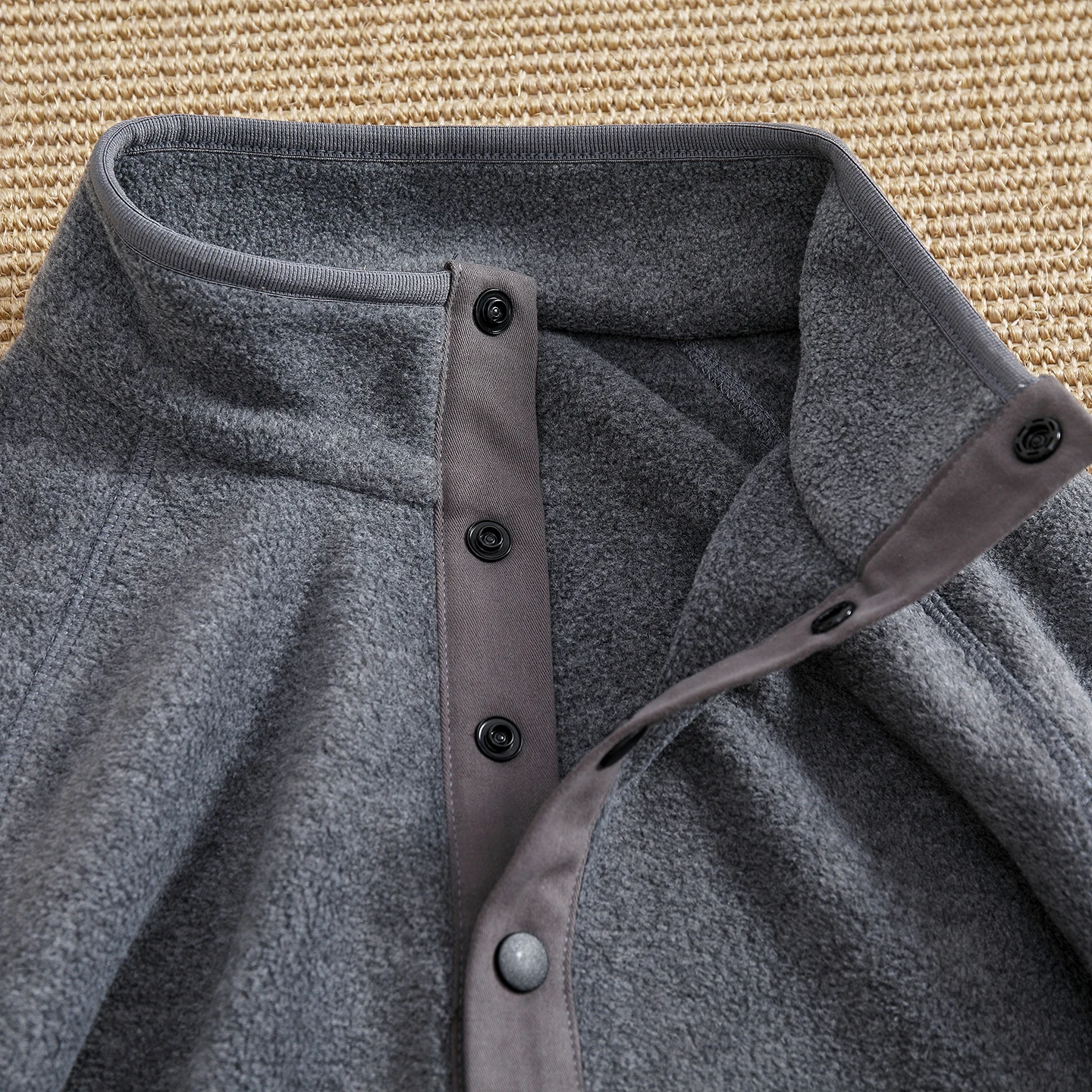 Simple  Color Button up Fleece Lined Hoodie Men's Mountain Style Polyester Fiber Warm Comfortable Commute Outerwear