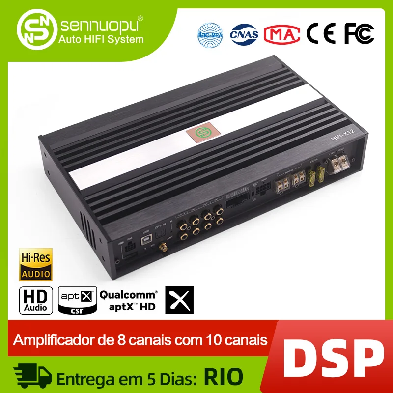 Sennuopu 8 Channel Car Amplifier 10 Channnel DSP Processor HD Bluetooth APTX Player for BMW Benz Sound Audio Systerm HIFI X12