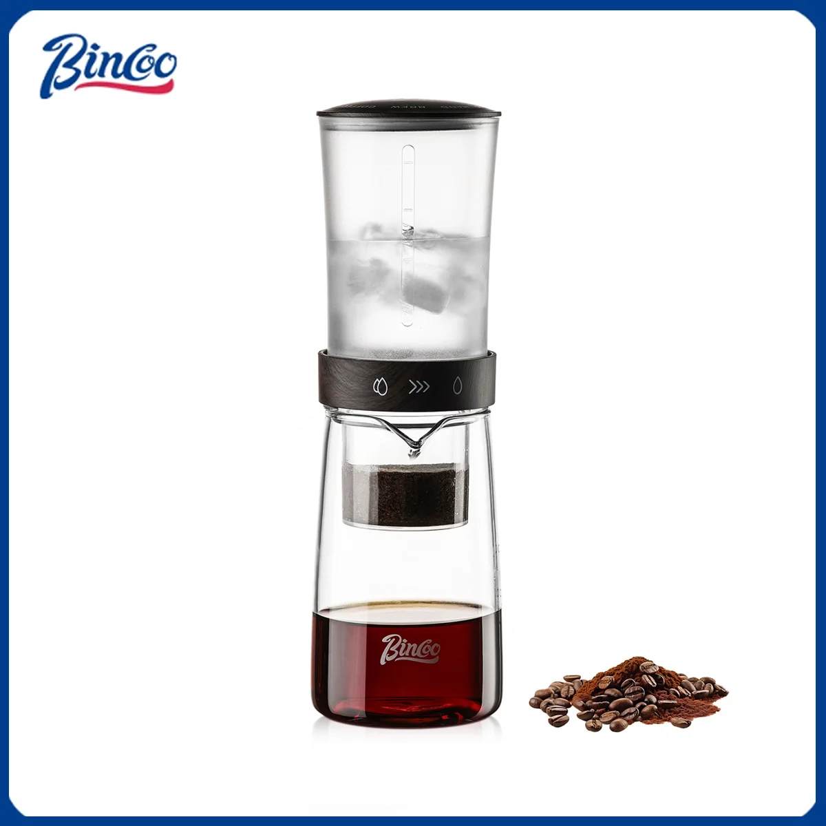 

Bincoo Yipin Cold Drip Tower 450 мл, нижняя кастрюля из боросиликатного материала и верхняя кастрюля PCTG, кофеварка для холодного/холодного заваривания, холодное заваривание для дома и кафе