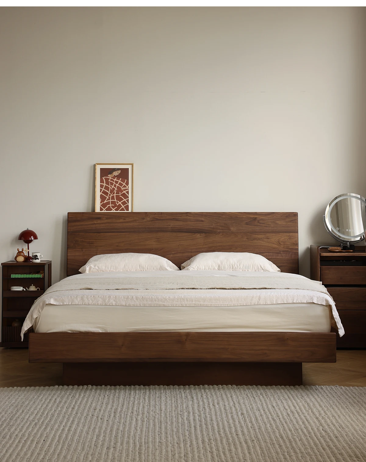 black walnut suspended high box storage pneumatic electric bed