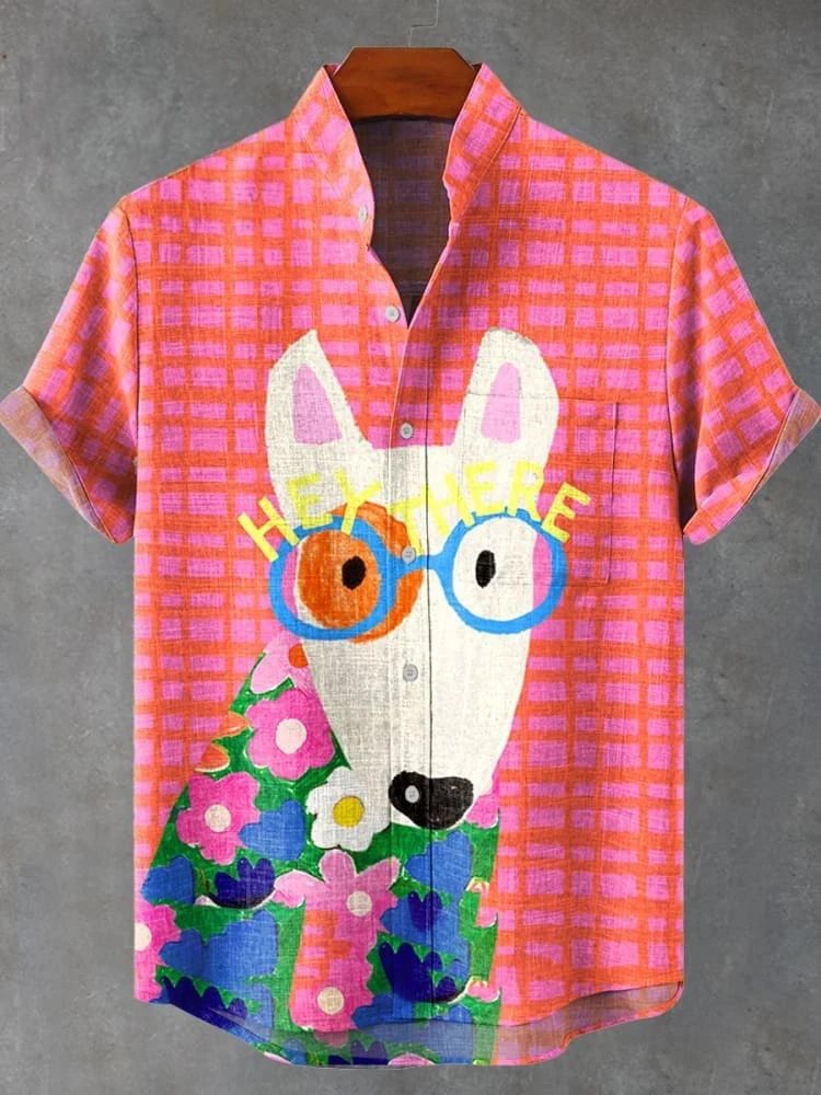 New Hawaiian Spring Summer Fashion Casual Linen 3D Printed Street Travel Walking Beach Printed Short Sleeve Button Shirt