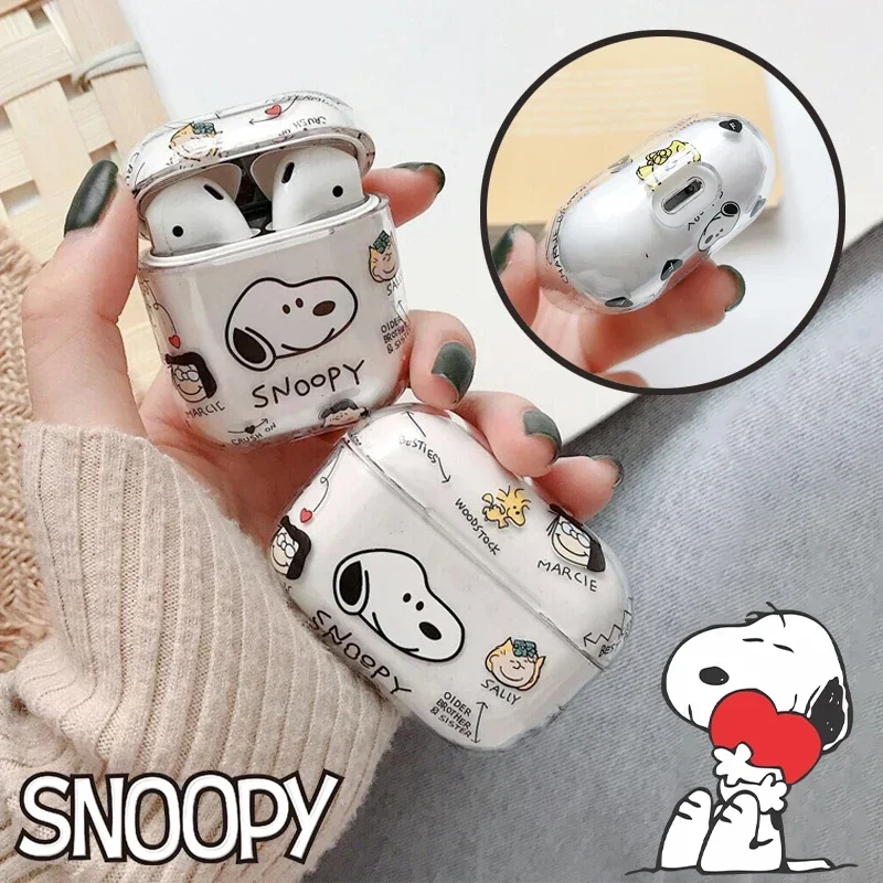 Śliczne etui Snoopy do airpodów 1 2 3 słuchawki Coque PC twardy zestaw słuchawkowy do Apple Airpod Pro 2nd Fundas słuchawki bezprzewodowe Box