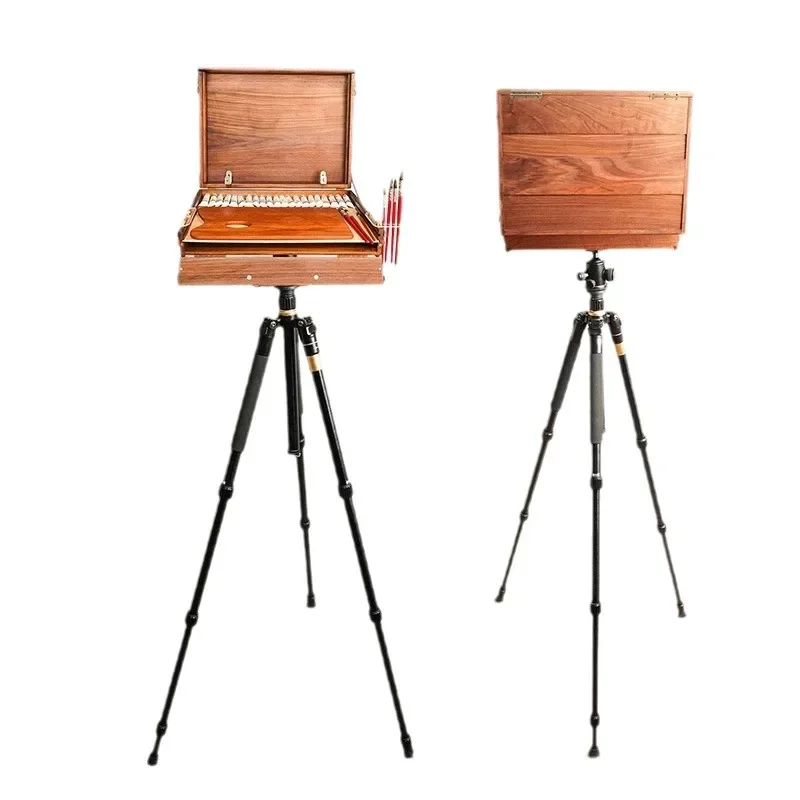 

Black Walnut Multifunctional Watercolor Box Art Outdoor Special Portable Picture Box Retractable PTZ Foldable Disassembly