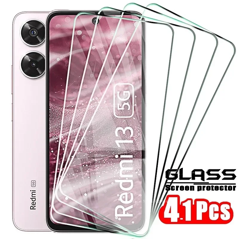 4 Stück Schutzglas für Redmi 13 5G 4G 14C 13C 14R Displayschutzfolien gehärtetes Glas auf Redmi Note 13 12 11 Pro Frontfolie