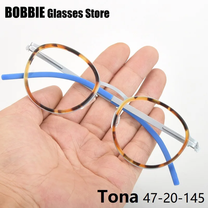 

Classic Round Glasses Frame Eyeglasses Light Thin Women Men Spectacle Screwless Handmade Germany Brand Design TONA Vintage
