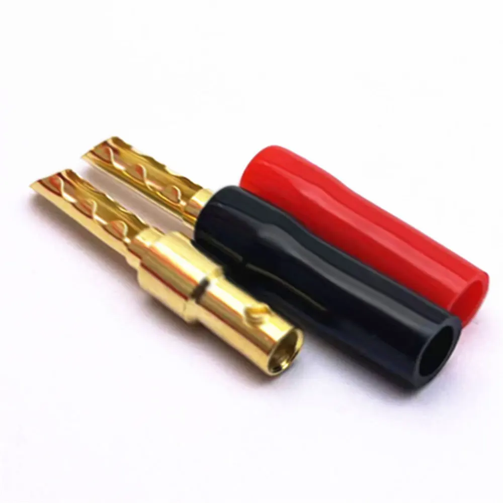 4 Pieces Banana Plugs Sawtooth Type Gold Plated Screw Lock Audio Speaker Plug Connectors DIY Banana Jack Plug Adapters