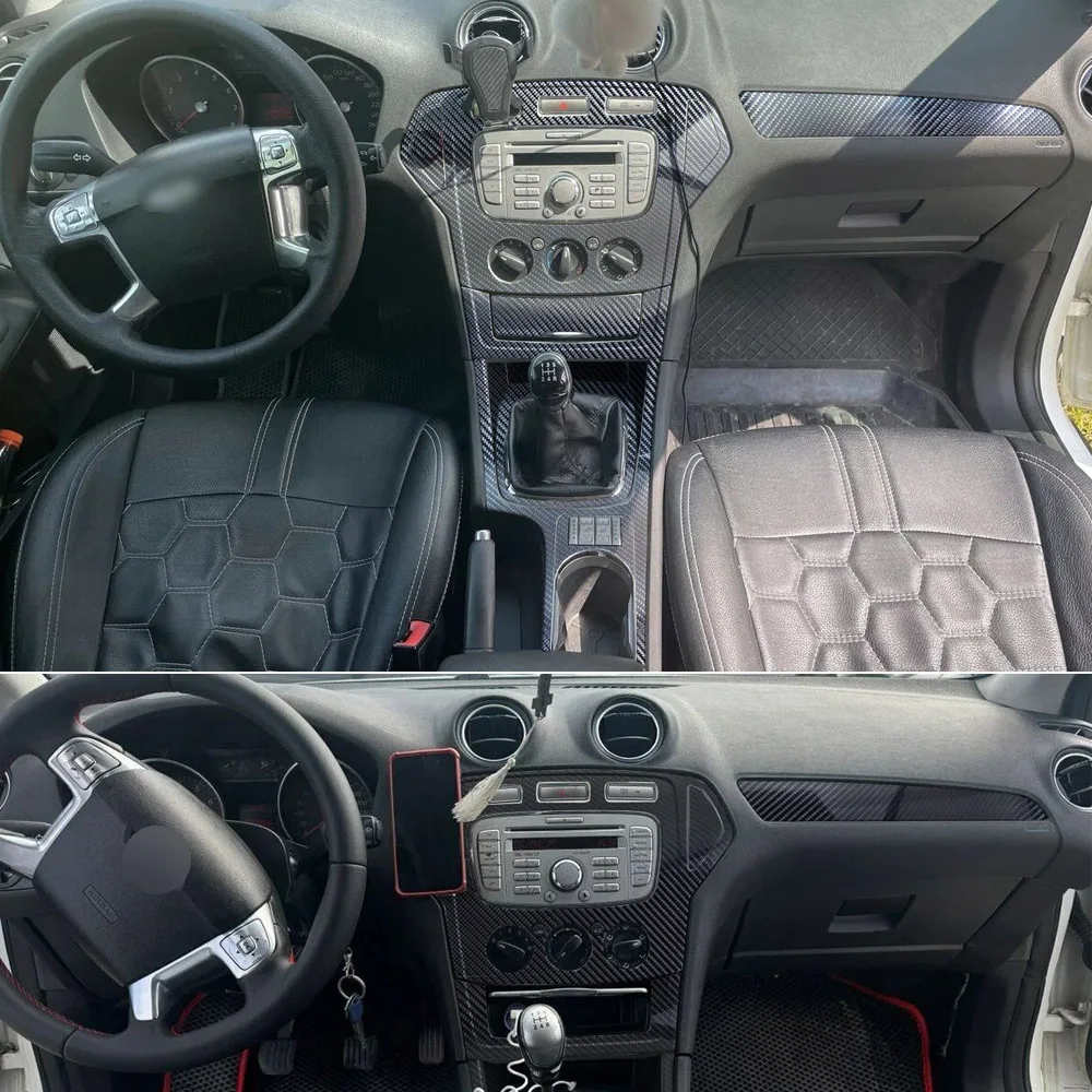 

For Ford Mondeo 2007-2010 Interior Central Control Panel Door Handle 5DCarbon Fiber Stickers Decals Car styling Accessorie