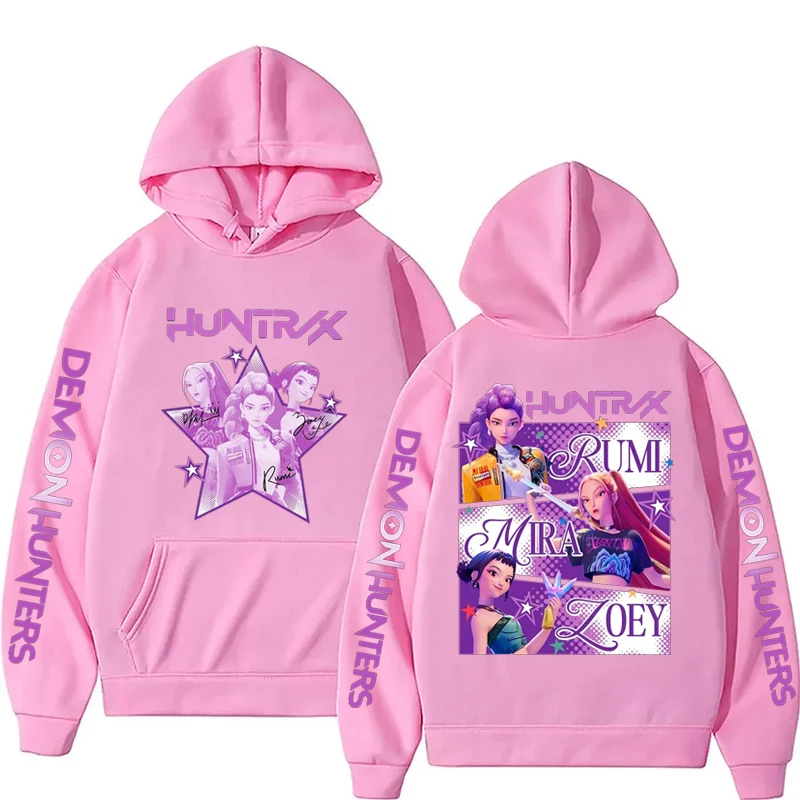Kpop شيطان الصيادين Fanmerch Mira Rumi Zoey Huntrix هوديي Harajuku البلوز القمم رجل امرأة البلوز المشجعين هدية