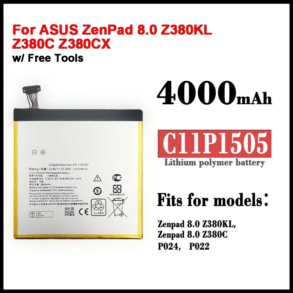 

C11P1505 Аккумулятор для планшетного ПК для ASUS ZenPad 8.0 Z380KL Z380C Z380CX P022 P024 4000 мАч + бесплатные инструменты