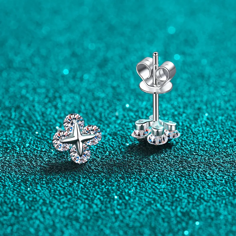 0.8ct GBA معتمد S925 الفضة النقية مويسانيتي ستار رصع قابل للتعديل أقراط الحد الأدنى الفاخرة هدية عيد الحب النساء