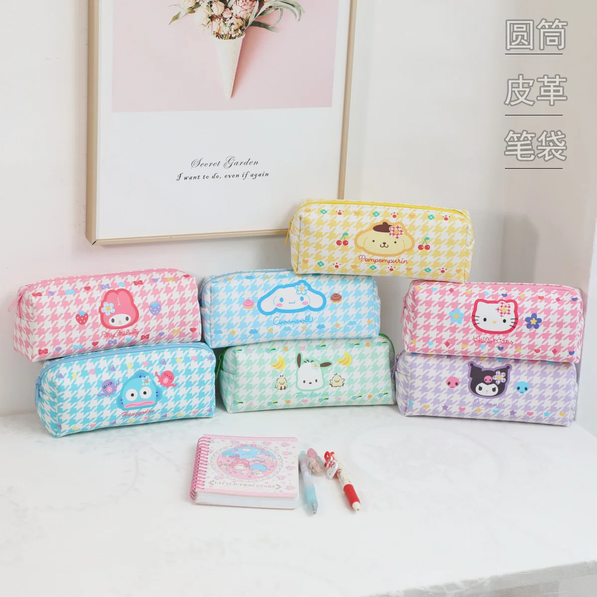 Makeup Bag Hello Kitty Pencil Case Hangyodon Large Big Capacity Layer School Supplies for Students Stationery Bag Storage Bag
