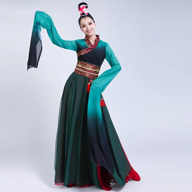 

Ancient Chinese Costume Women Folk Dance Elegant Fan Yangko Stage Clothing Traditional Classical Dance Performance Show Wear