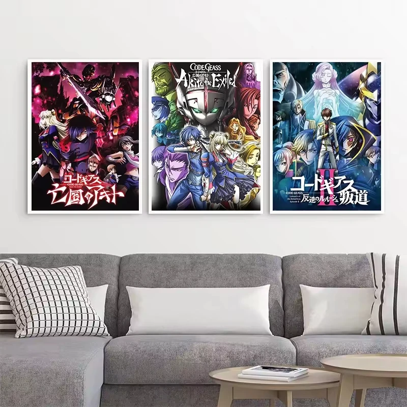 رمز Geass المشارك اليابان أنيمي دور الشكل جدار الفن Lelouch الملصقات ديكور قماش اللوحة طباعة غرفة صورة ديكور المنزل