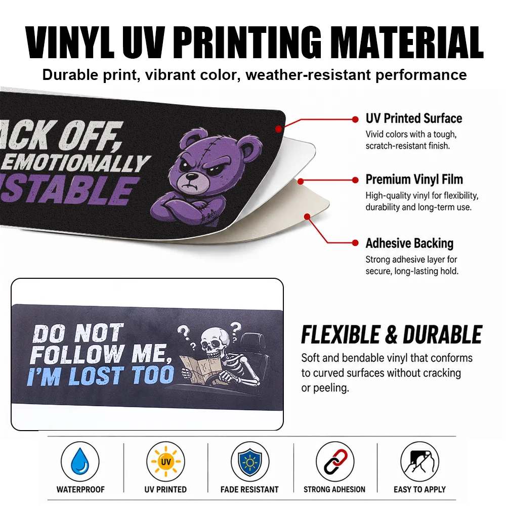 Funny Car Stickers 2Pcs Waterproof Vinyl Car Accessories Back Off Im Emotionally Unstable Decals Rear Window Cars Trucks SUVs