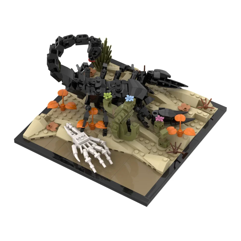 MOC Creativity Black Scorpions Model Building Blocks Scorpion And Base Insect Collection Particle Bricks Toy For Children Gift