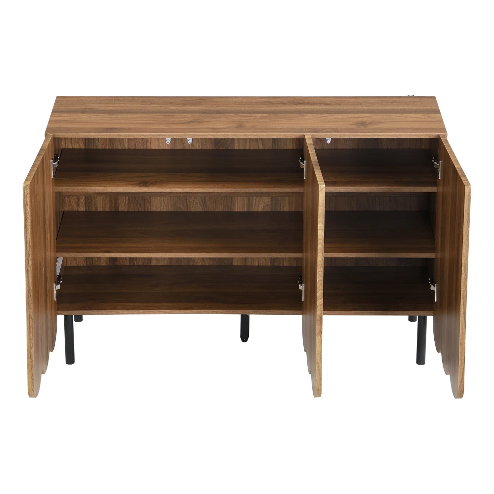 Modernes Sideboard aus Holz mit 120 x 35 x 80 cm großen, grifffreien, verstellbaren Regalen und Stauraum für Wohnzimmer, Flur und Esszimmer – Detail 26