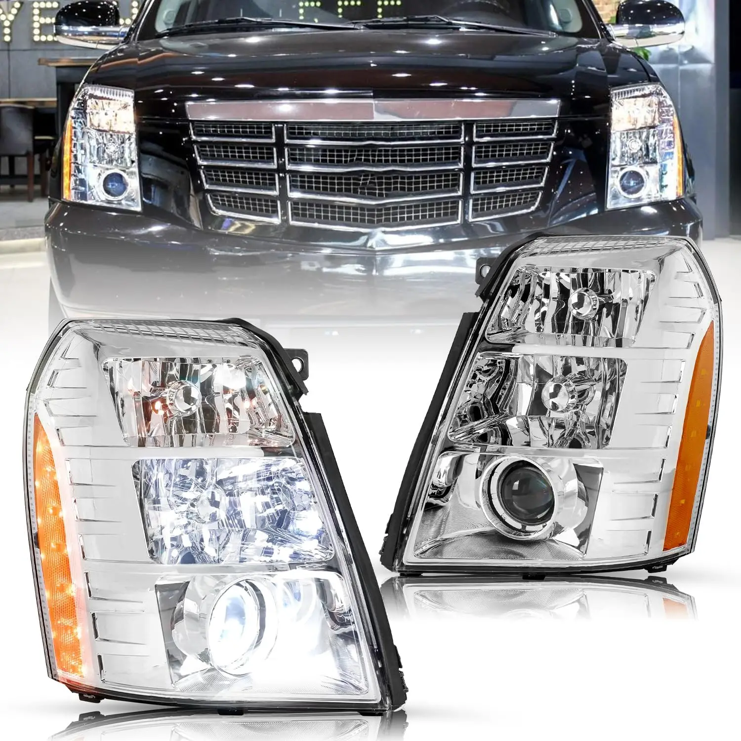 

HID ксеноновые фары в сборе, совместимые с Cadillac Escalade 2007-2014 годов, фарой проектора OE Style со стороны водителя и пассажира