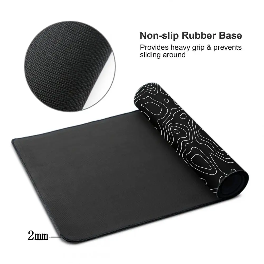 Grande Gaming Mouse Pad com borda de bloqueio, preto e branco, Gamer Big Mouse Mat, Computador Mousepad, Teclado, Mesa, Mouse Pad, Deskpad