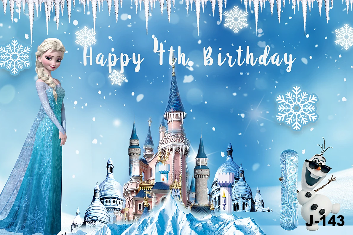 Disney Frozen Elsa Anna Princess Backdrop Kids Girls Birthday Party Snow Queen Winter Ice Photo Background Photozone Decor