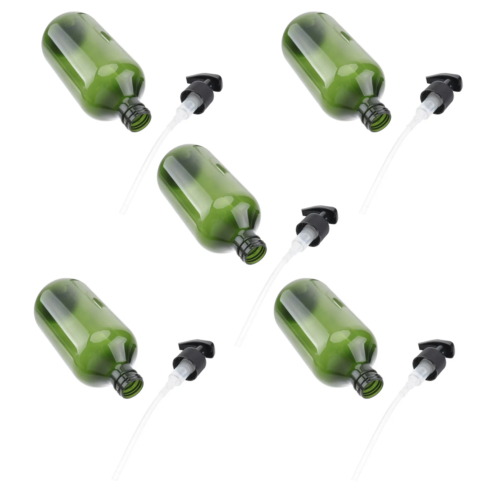 5Pcs Plastic Shampoo Empty Bottles Refillable Subpackaging Pump Press Bottles Travel Portable Dark Green Subpackaging Bottle