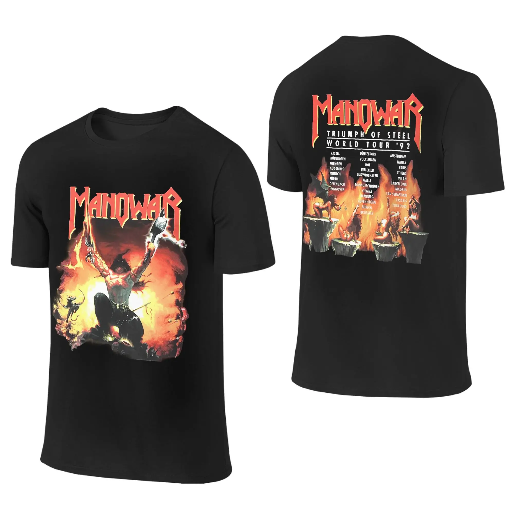 

Summer Manowar Rock Band Album Shirt Merch Men Women Pure Cotton Vintage Tee Shirt Short Sleeve Clothing