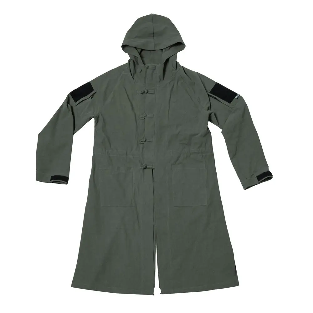 

Outdoor Sports National Style Lmproved Full Cotton Imitation Linen Crepe Long Coat Hooded jacket