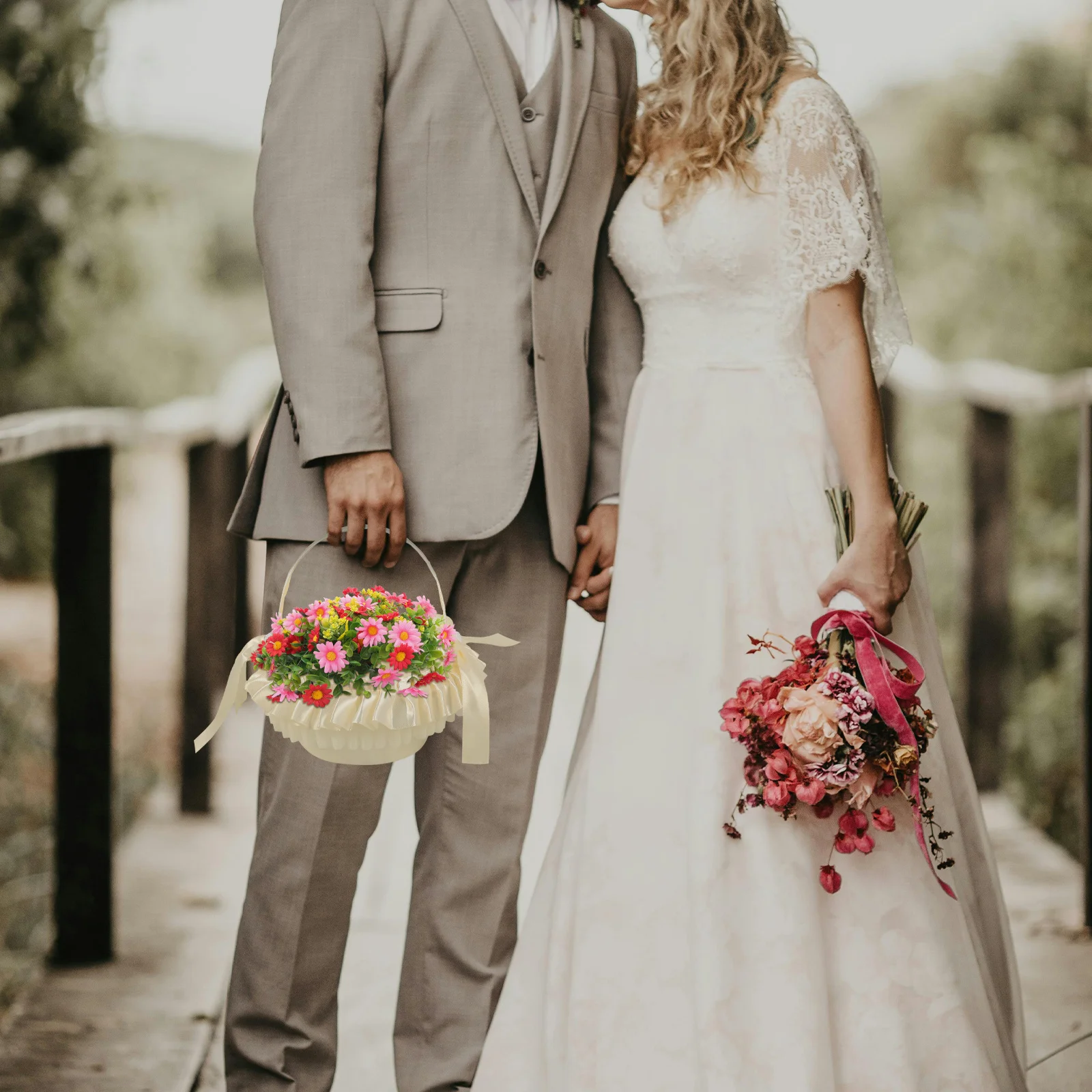 

Wedding Flower Basket Elegant Burlap Woven Holder For Flower Girl Bridal Party Decor Wedding Supplies Basket For Weddings