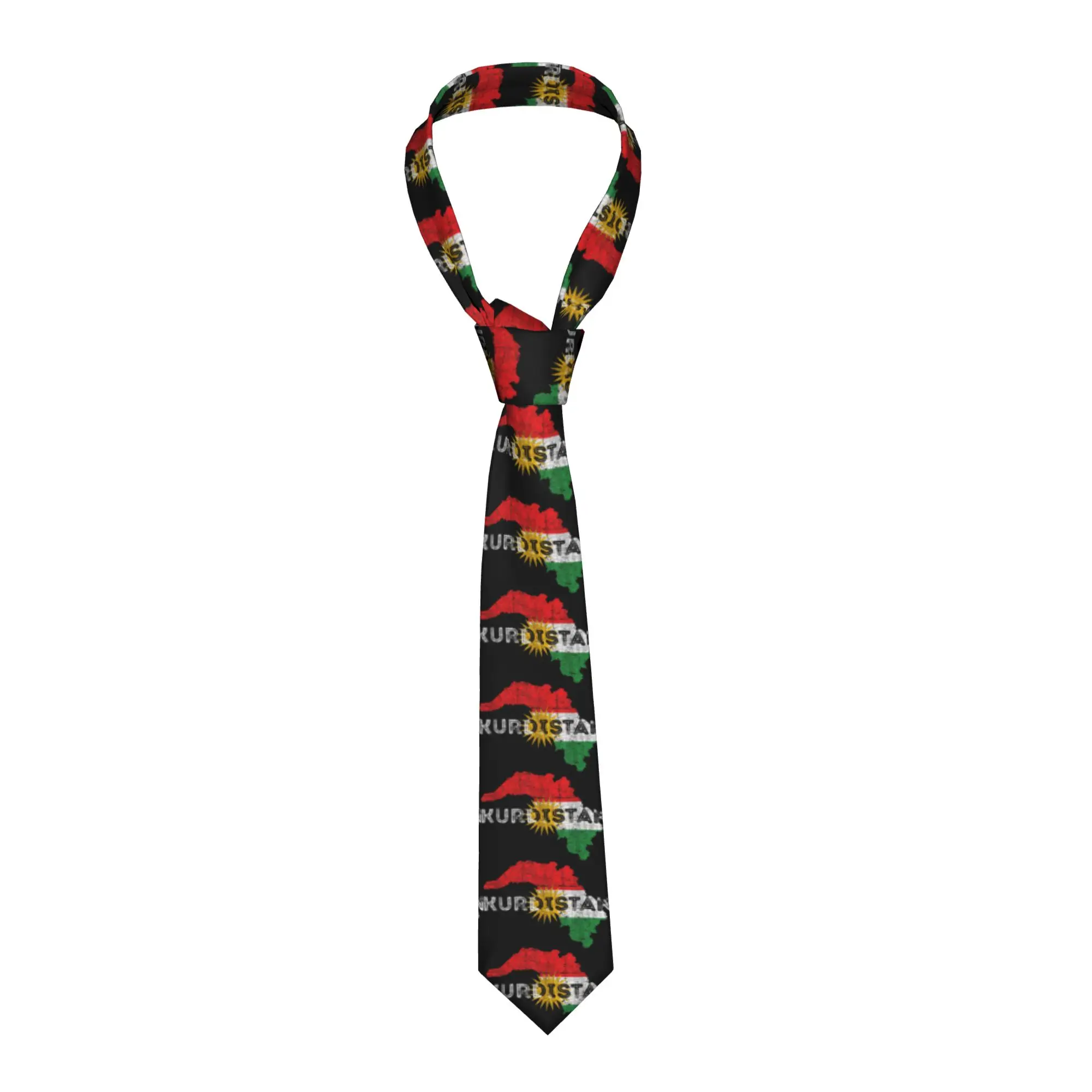 Kurdish Map and Flag Kurdistan Tie  Vintage Cool Neck Ties For Men Business Quality Collar Tie Custom DIY Necktie Accessories