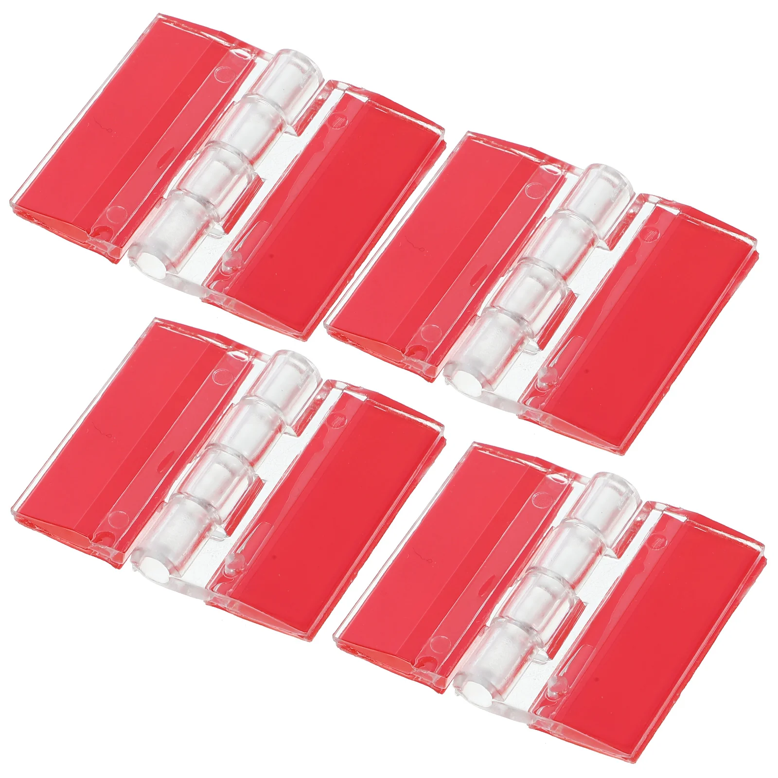 4 Pcs Transparent Drawer Hinge Self Adhesive Cabinet Hinges Continuous Piano Red Acrylic