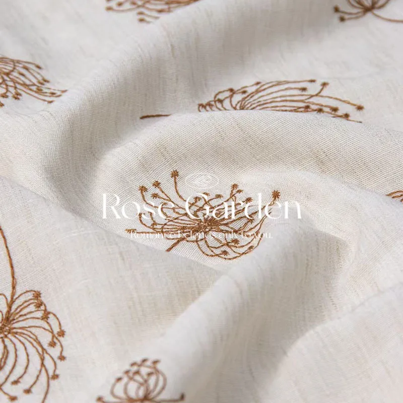 1meter Multicolor Dandelion Embroidered Mesh Fabric Spring Summer New Sheer Soft Breathable Qipao Hanfu Dress DIY Sewing