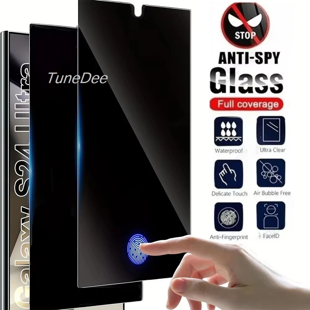 1-2PCS Anti Spy Tempered Glass For Samsung Galaxy S26 Ultra S25 S24 S22 S24 S23 FE Privacy Screen Protectors Fingerprint Unlock