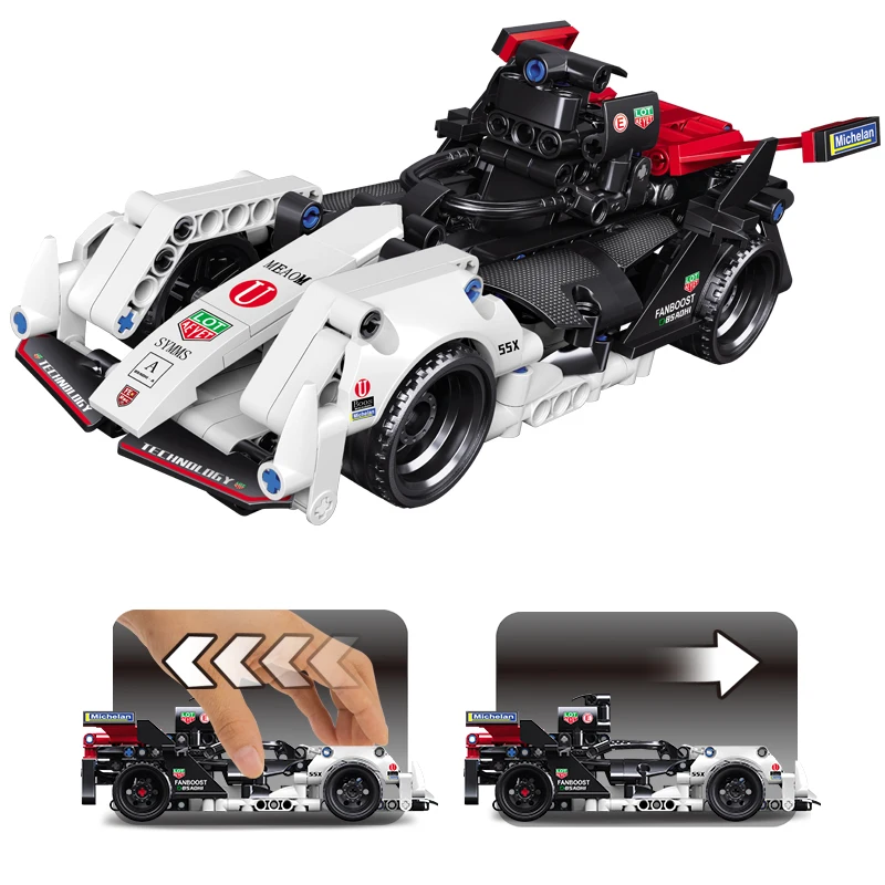 DECOOL Red Racing Car Building Blocks Pull-back Sports Car Endurance Model Bricks Toys For Boys Children's Birthday Gifts