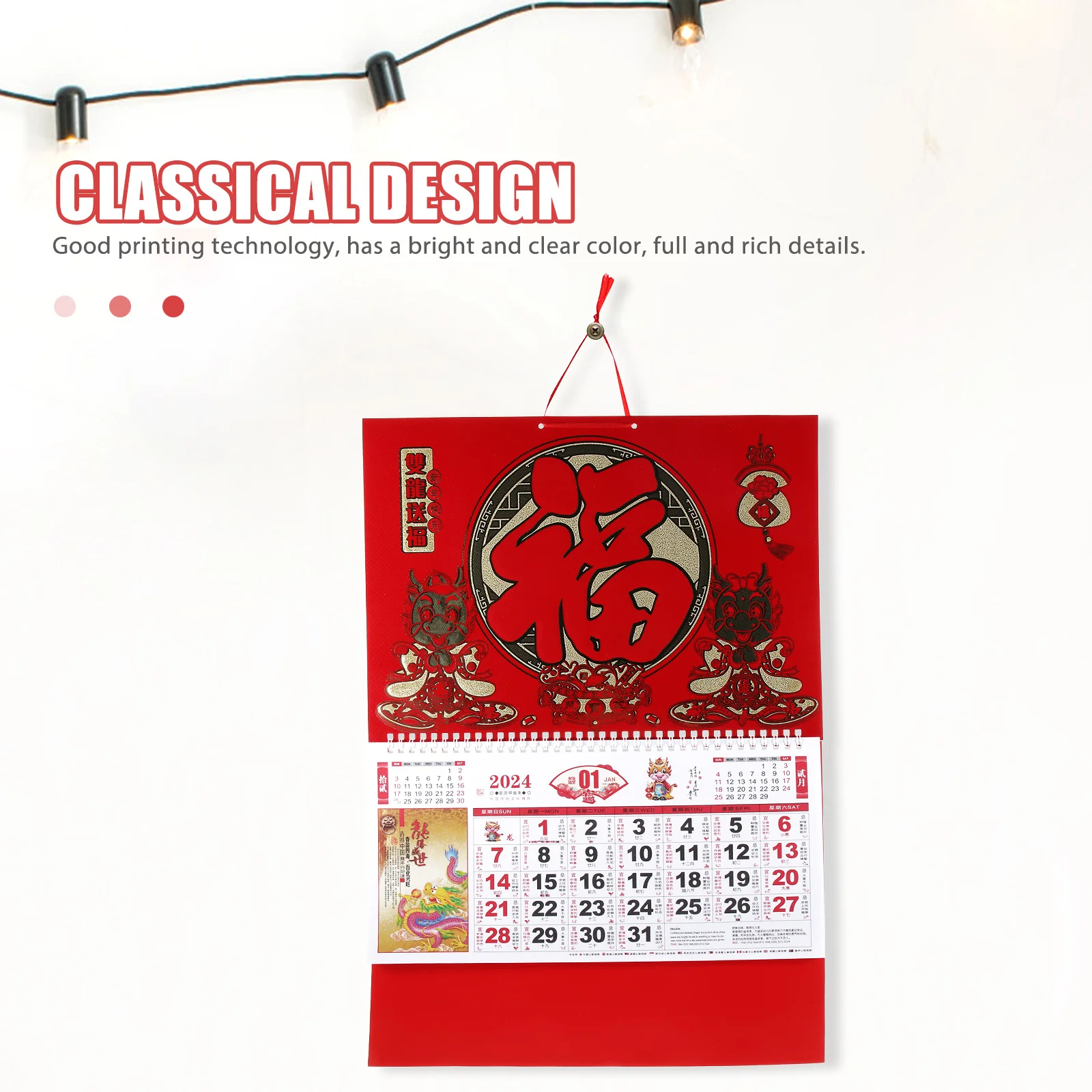 

Dragon Year Wall 2024 Chinese Style Hanging Calendar For Home Office Lunar Date Traditional Yearly Planner 2024 Monthly