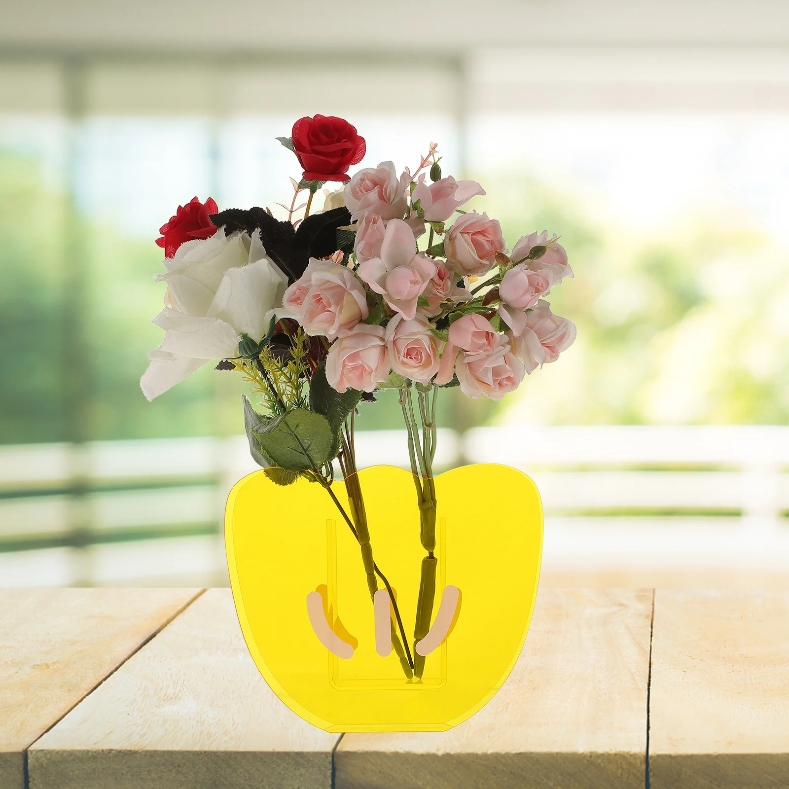 

Artistic Flower Shaped Acrylic Vase Unique Cartoon Design for Home Hotel Office Decorative Floral Container Flower Vase