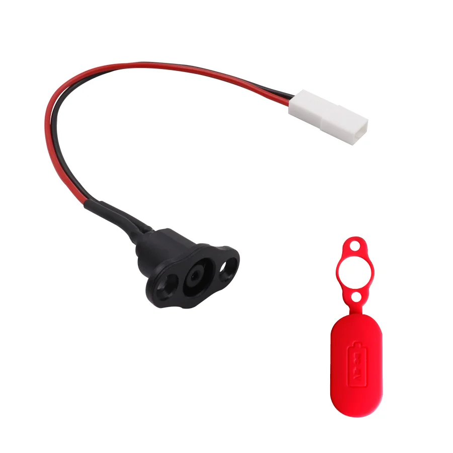 

Electric Scooter Dust Plug Cap with Charging Cord Cable Power Charger Line Red Rubber Interface Hole Cover for Xiaomi M365 Parts