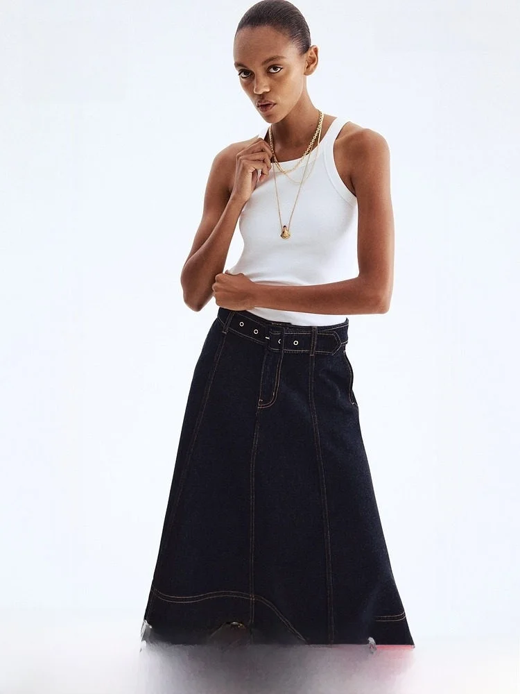 

Новая женская джинсовая юбка А-силуэта с высокой талией, повседневная, из хлопка, H&M 307275, комфортная посадка