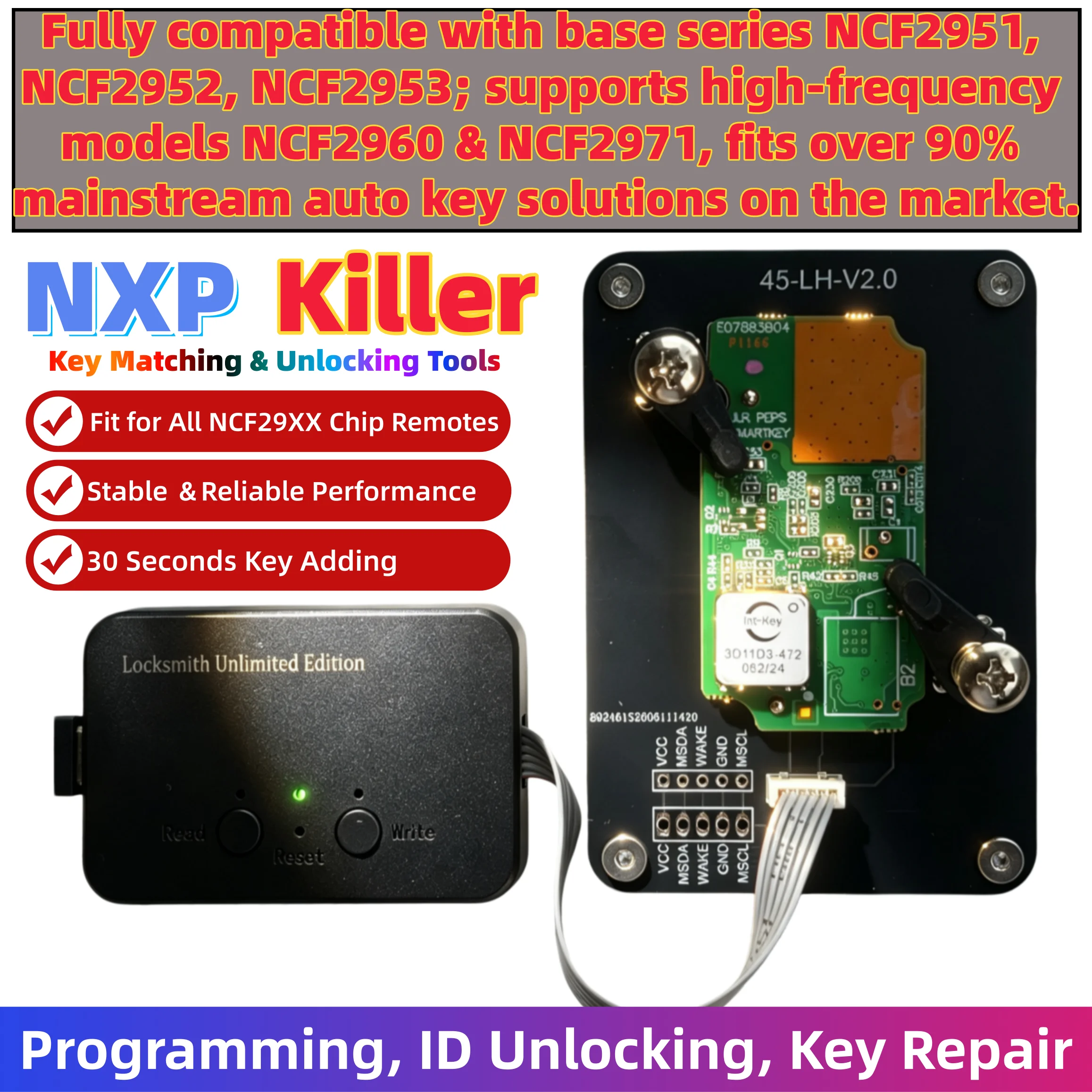 Suitable for Car Key Matching/Repair, Nxp Killer Compatible with Nxp-Ncf29 Series Chips for Reading/Writing, Compatible with Bmw, Nissan, Hyundai, Toyota, Mazda, and More