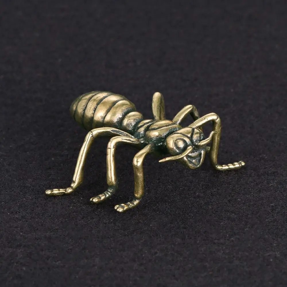 Mini Antique Ant Sculpture Chinese Style 3D Carved Ant Small Ornament Copper Insect Tea Pet Office