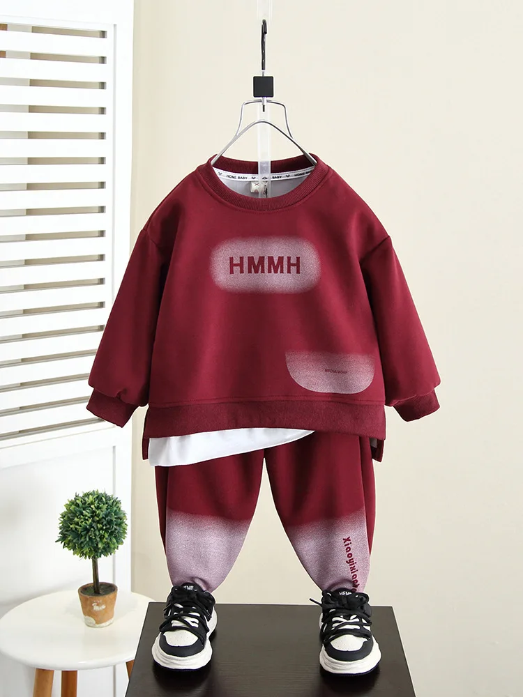 

Spring Autumn Children Baby Boys Clothes Fashion Patchwork Sweatshirt + Pants 2Pcs/set Toddler Fashion Cloth Kids Tracksuits