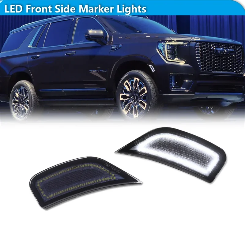 For GMC Yukon XL For Chevrolet Tahoe Suburban For Cadillac Escalade ESV Car LED Front Fender Side Marker Turn Signal Lights 12V