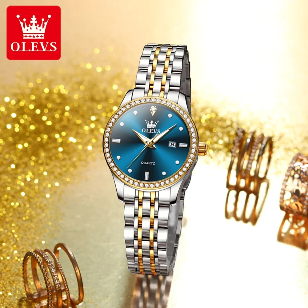 

OLEVS 3625 Fashion Business Diamond Stainless Steel Ladies Watches Luxury Brand Luminous Waterproof Quartz Wrist Watch for Women