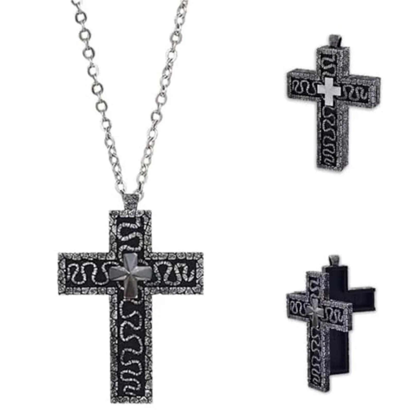 

Squid Necklace Set Cross Shaped Necklace With Compartment Necklace With Old Cross Pendant, Necklace With Cross Shaped Necklace