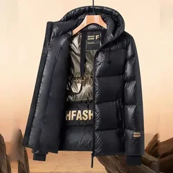 Jaqueta de inverno dos homens à prova dwaterproof água jaqueta de ganso dos homens marca de luxo com capuz pena casaco de ganso feminino preto puffer jaqueta homem 2023 novo