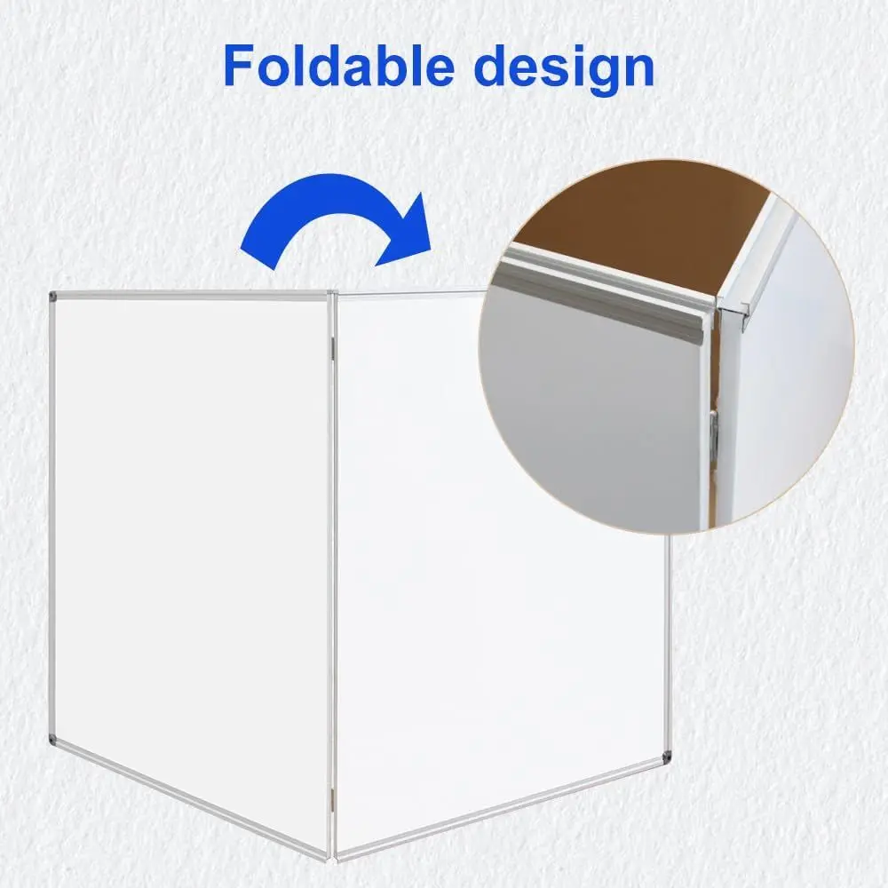48x36 Inch Foldable Magnetic Dry Erase Board with Aluminum Frame and Pen Holder for Wall Mount Presentations